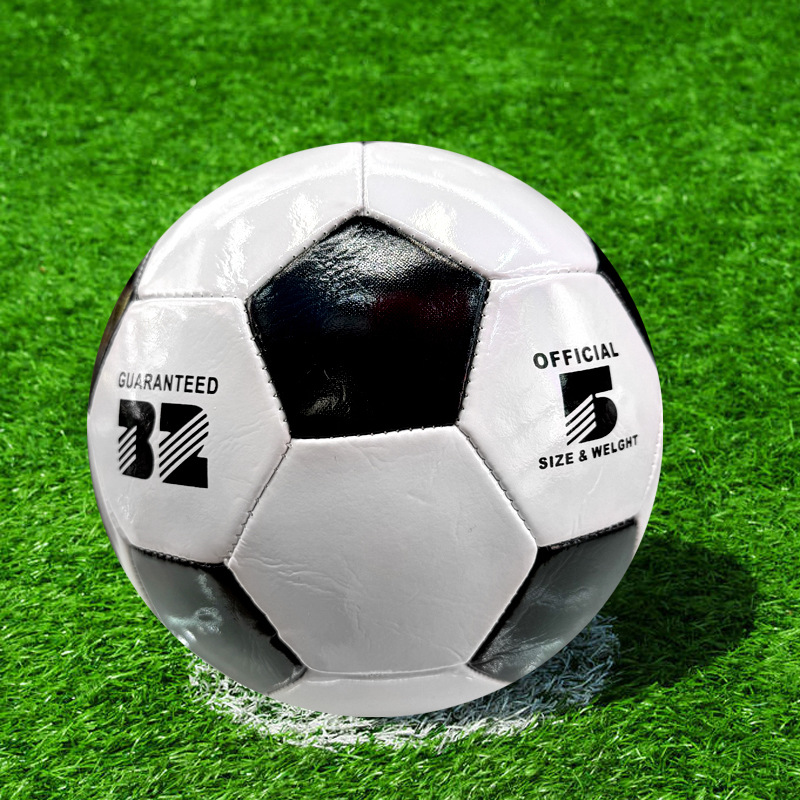 Men and women campus entertainment ball football machine sewing PVC gloss black and white wholesale indoor and outdoor football