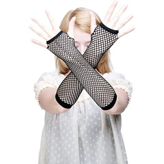 一雙防曬漁網孔洞袖套女士露指手套長款漁網防曬手臂套