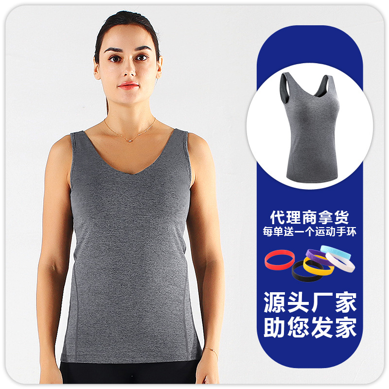 F8199 chaleco para mujer con almohadilla para el pecho para correr yoga transpirable de secado rápido ropa interior deportiva elástica cabestrillo ropa de fitness image 10