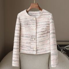 少量の服 2025 春 50 ウール混紡ショートコートセレブスタイル新製品女性用スモールフレグランストップ