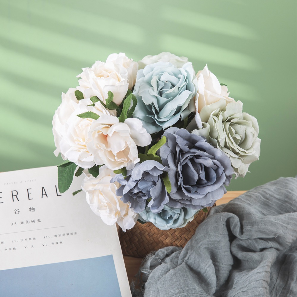 手捧花玫瑰花束廠家批發仿真花外貿家庭裝飾婚慶假花GF15979A