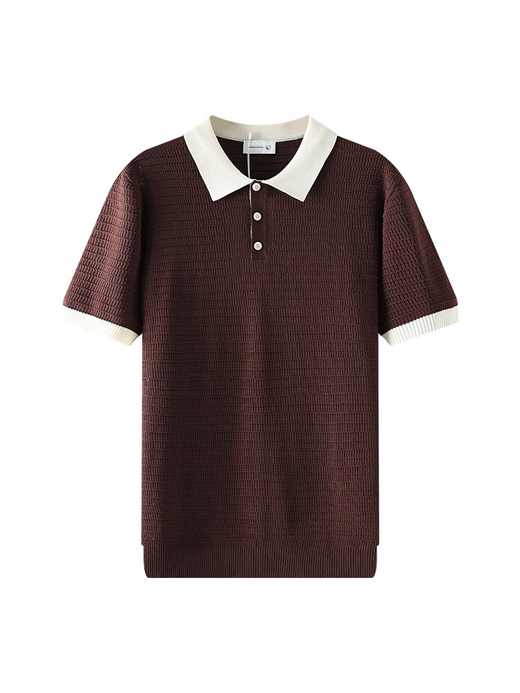 Camiseta de polo de hielo de punto de moda de alto nivel de hombre texturizado de negocios casual camiseta de mangas cortas para hombres image 6