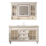 Французский ретро ванный шкаф комбинация американская раковина для ванной комнаты напольная каменная тщеславие Умное зеркало шкаф