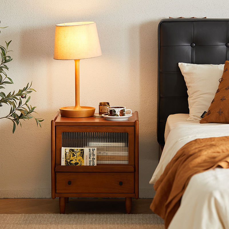 Medieval Solid Wood Bedside Table Bedroom Simple Storage Cabinet Retro Home Small Storage Cabinet Storage Bedside Small Cabinet
