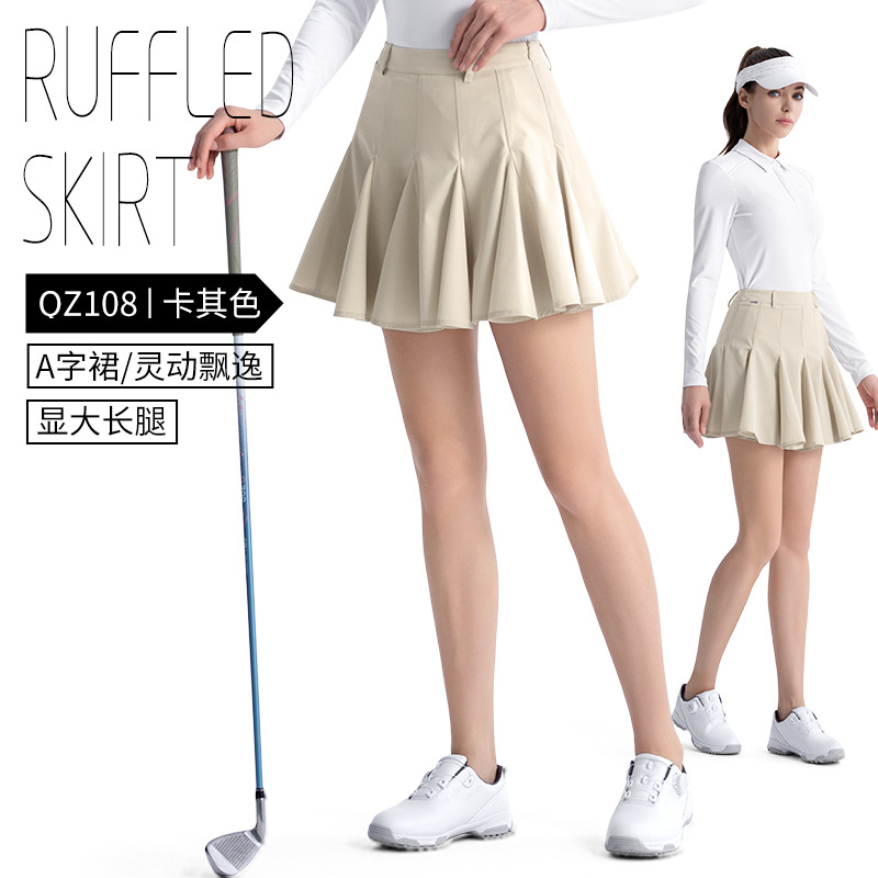 Áo Polo nữ dài tay mùa thu PGM – phong cách thể thao golf đơn giản — QZ108 váy phồng kaki, Xanh Băng POLO YF718, Váy phồng màu đen QZ108, Váy phồng màu hồng QZ108