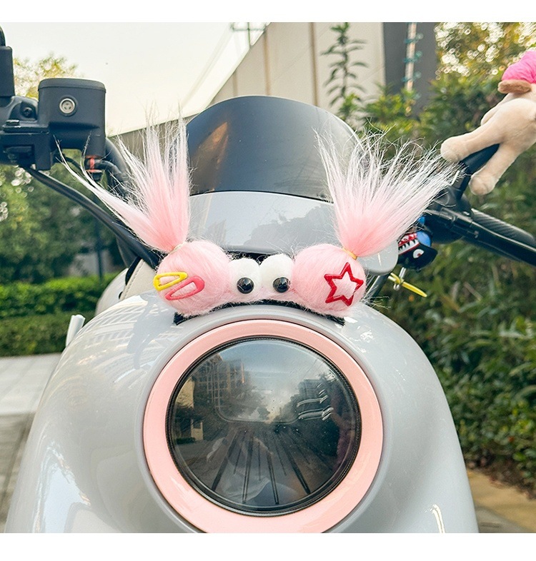 Helmet Decoration Braids Funny Plush Big Eye Helmet Top Accessories