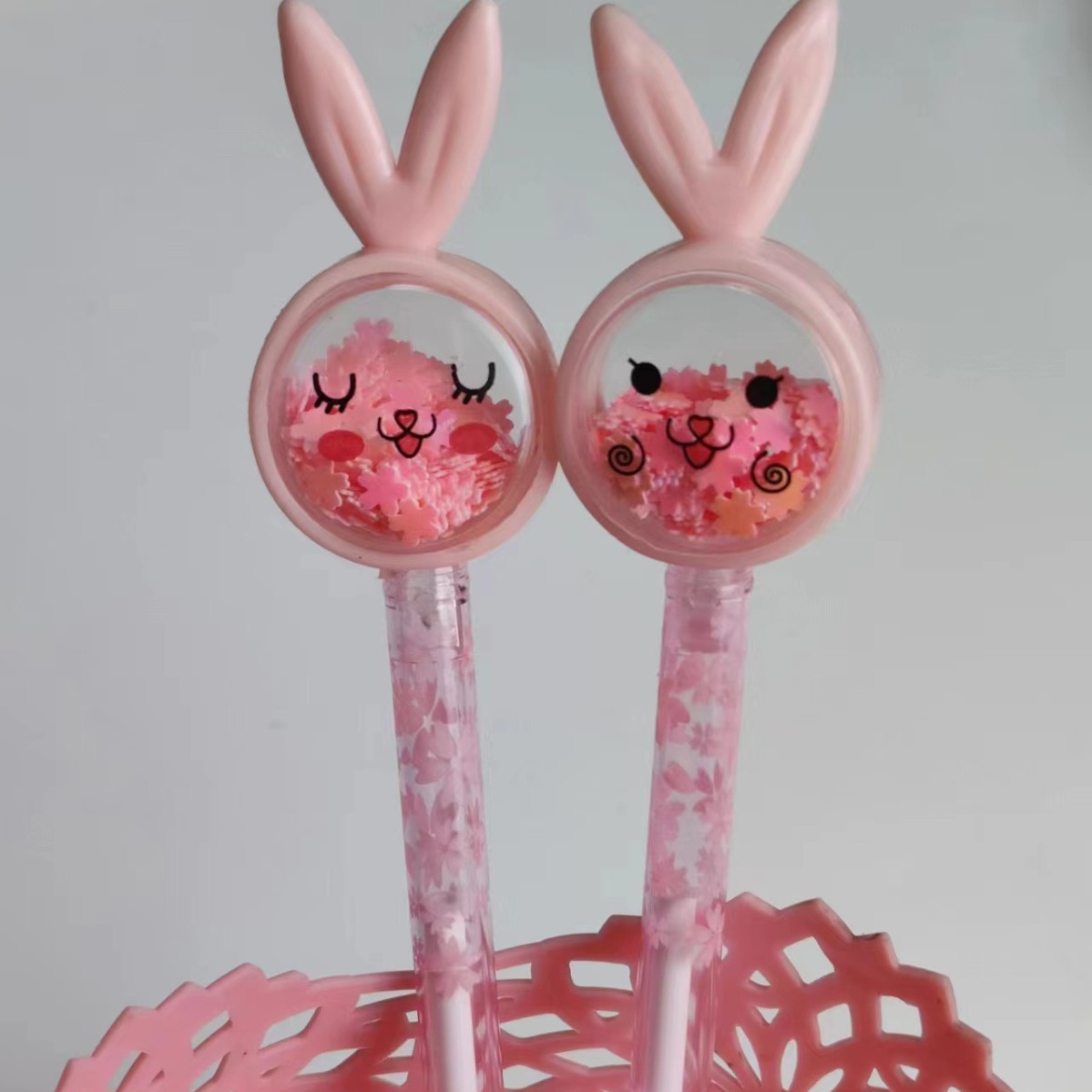 Orejas de conejo creativo lentejuelas pluma de gel Oficina negro pluma de firma lindo estudiante examen escritura pluma de agua al por mayor