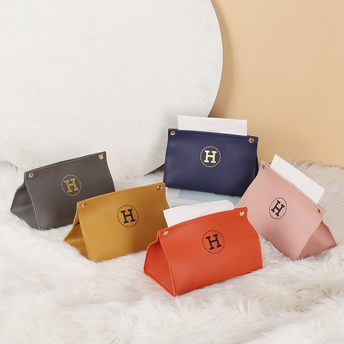 Leather Nordic light luxury high-end tissue box for Instagram home living room tissue box, simple car tissue storage box