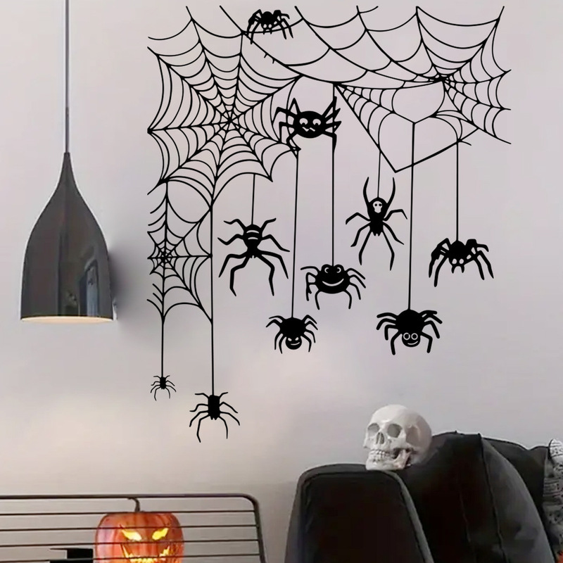 2025 Amazon Halloween Afh1470 Spider Wall Stickers Support Cross-Border Platform Listing, Labeling, and Dropshipping