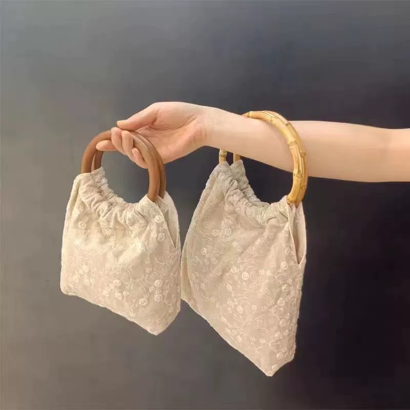 Бамбуковая портмоне-ручная сумка-small сумка, чонсам, французский стиль, с вышивкой