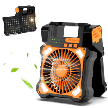 太阳能风扇野营锂电池风扇充电宝USB便携户外双太阳能板露营风扇