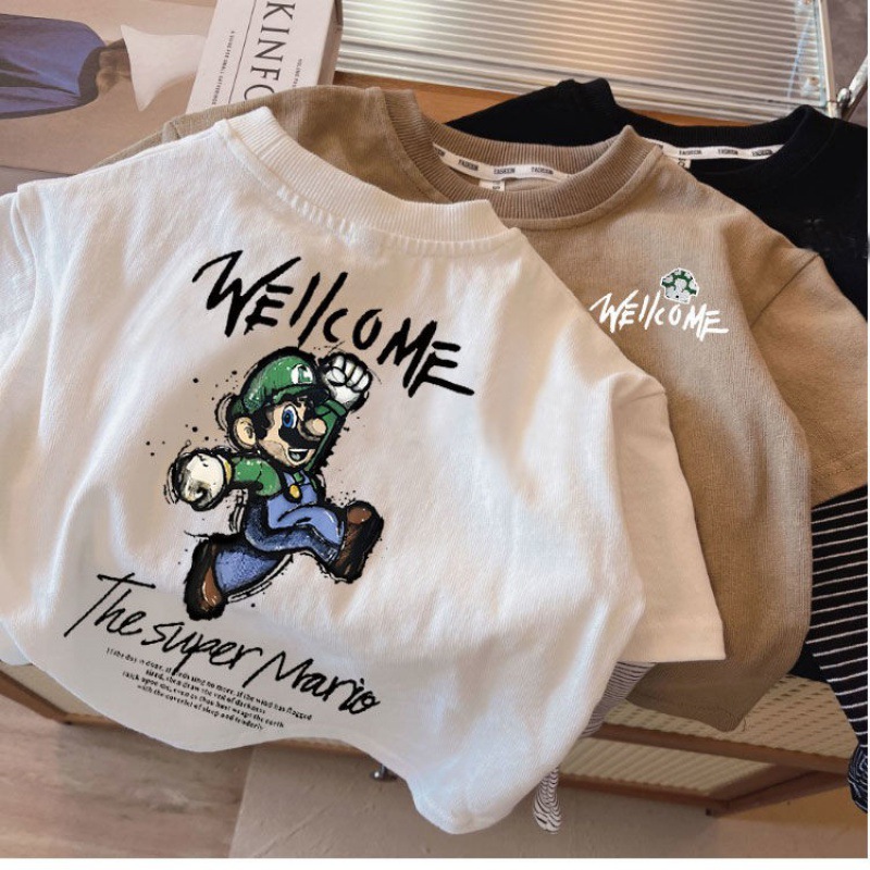 Camiseta de algodón para niños de manga larga de primavera y otoño ropa de niños guapos delgados camisa de fondo de dos piezas para niños de estilo coreano