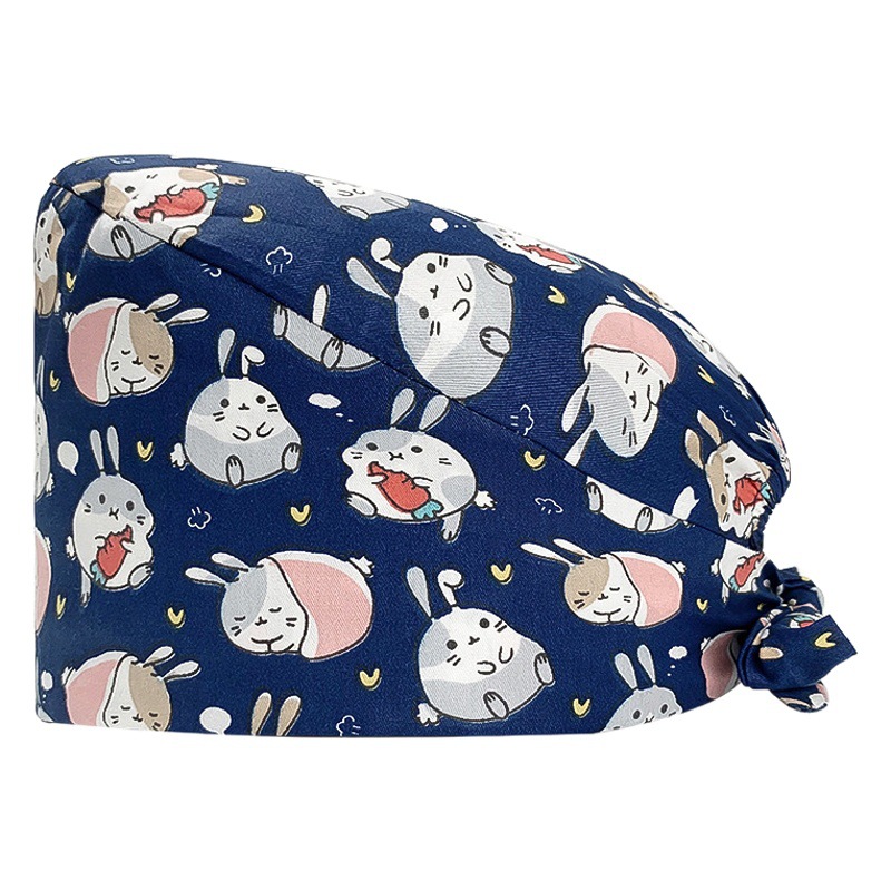 Gorro quirúrgico de algodón puro de las mujeres impreso ajustable calabaza tapa confinamiento quimioterapia a prueba de polvo puntera enfermera trabajo sombrero hombres