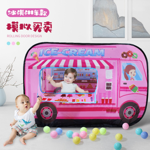 Cross-border, no installation required, foldable children's tent game house fire truck for boys and girls, multi-theme