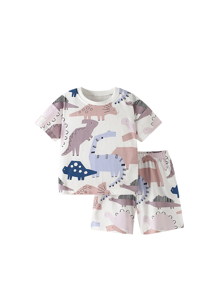 Malwee niños de dos piezas verano nuevo estilo europeo y americano niños pequeños y medianos cuello redondo pantalones de cintura elástica de manga corta traje para niños