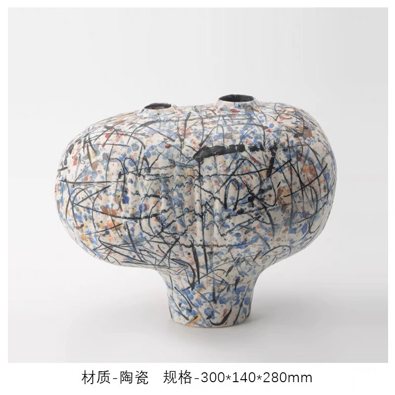 景徳鎮フランス中世法螺貝型手作りセラミック花瓶モデルルーム陶器ポット手描きビッグベリーフラワーアレンジメント装飾品|undefined