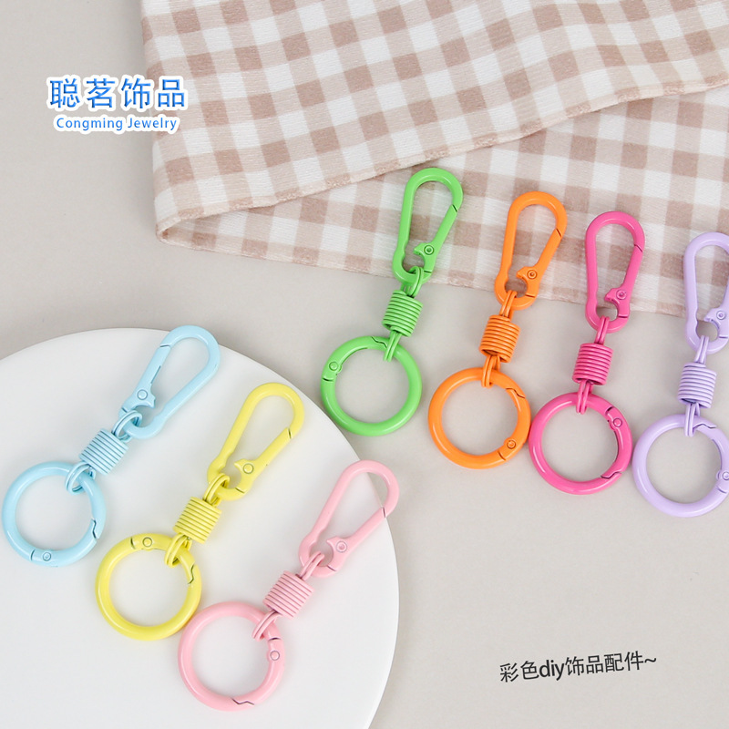 Candy-Colored Ring Spring Keychain Car Climbing Spring Buckle Key Ring DIY Jewelry Accessories Bag Hanging Buckle Candy-Colored Ring Spring Keychain Car Climbing Spring Buckle Key Ring DIY Jewelry Accessories Bag Hanging Buckle