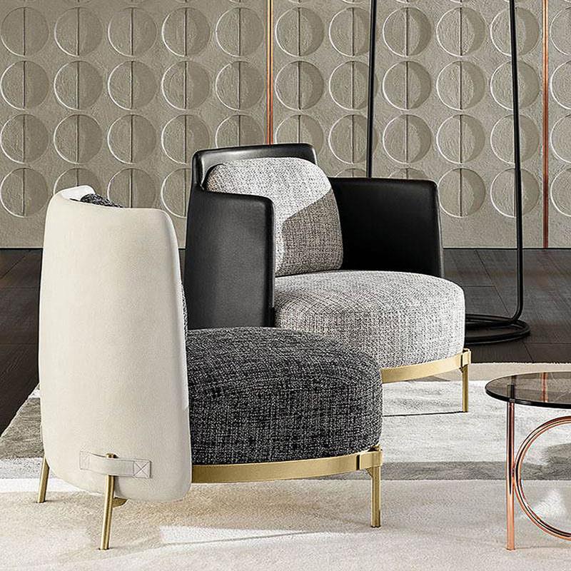Italian minimalist casual chair living room single sofa hotel show office famous and popular light luxury designer reception sofa stool