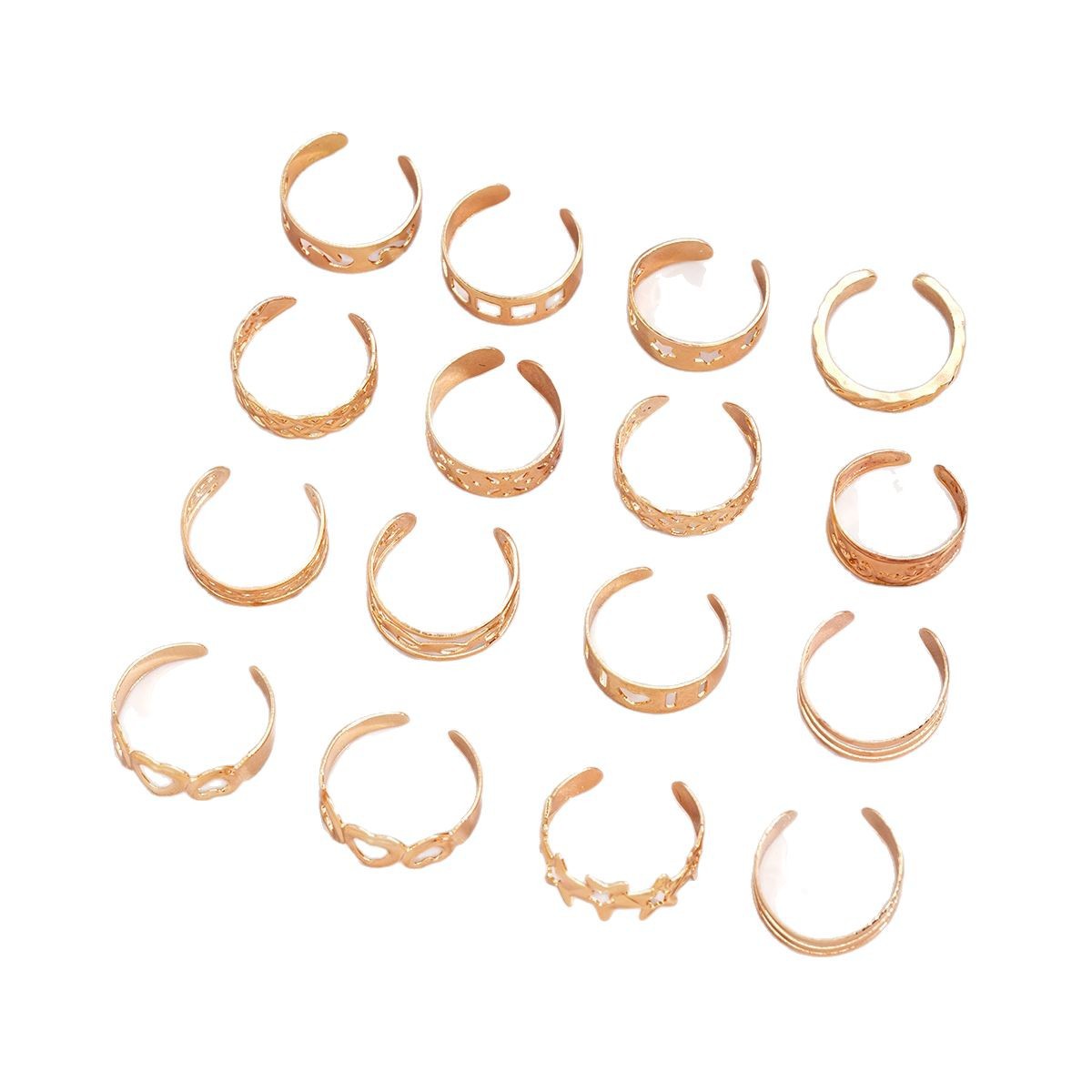Transfronterizos Europa y América personalidad de la playa ocio sensación alta mujer pie ornamentos hueco pentagrama amor anillo de pie 16 piezas conjunto image 6