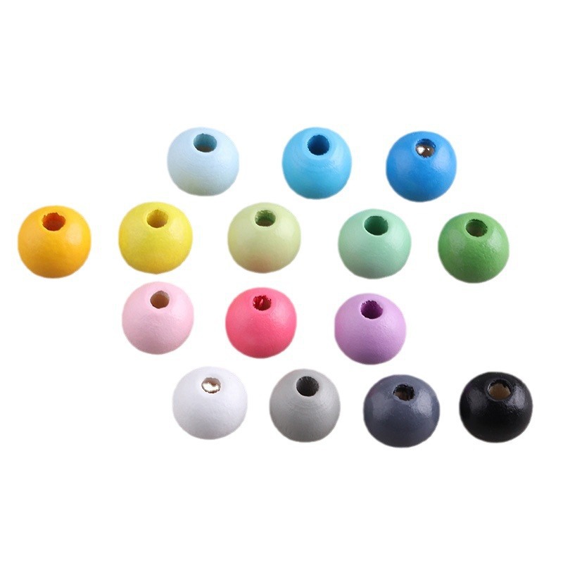 Accesorios de joyería de bricolaje color loto cuentas redondas de madera color caramelo cuentas de madera macarons cuentas de madera al por mayor