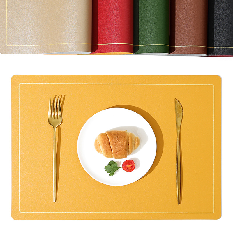 北欧风皮革餐垫创意双色防滑隔热垫桌垫家用餐桌垫防水酒店西餐垫