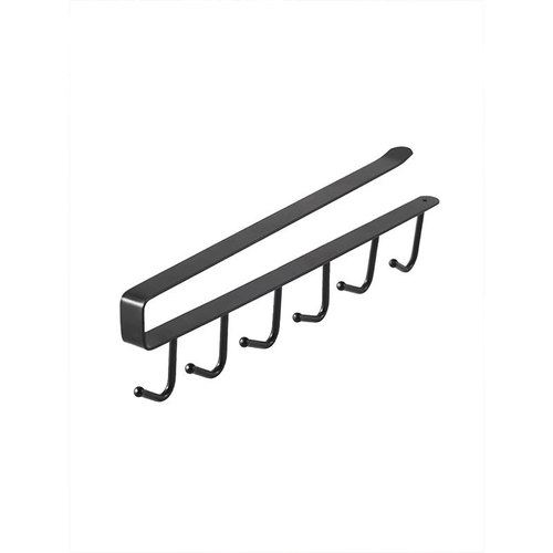 Wrought iron cabinet storage rack, multi-function row hook, wrought iron traceless six-link hook storage rack, water cup, spatula rack