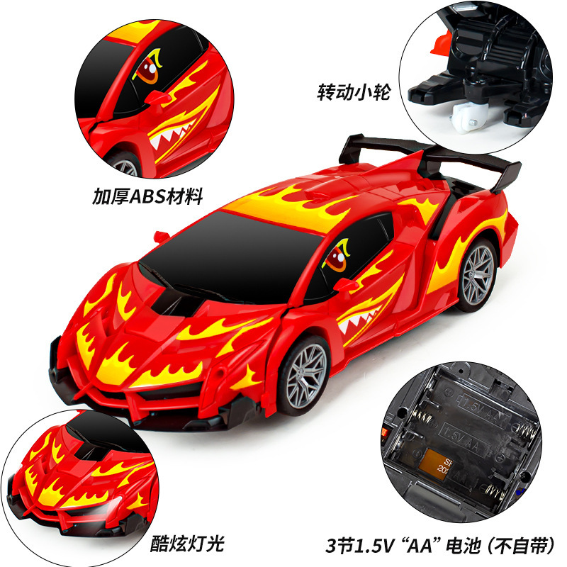 ワンクリックリモコン変形カーレーシングモデルパトカースパイダーマンアイアンマン子供用リモートコントロールカースポーツカー男の子のおもちゃ|undefined