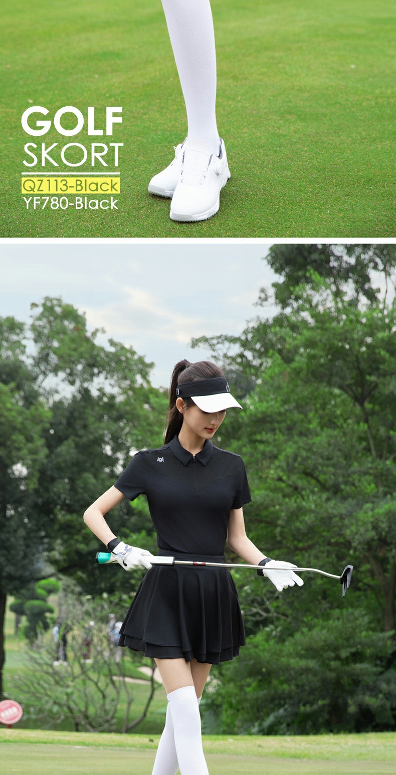 Váy tennis nữ xếp ly golf mùa xuân hè vải jacquard mát lạnh — QZ113 váy hoa sen đen [vải jacquard/miếng dán găng tay/legging chống chói], QZ113 váy hoa sen hồng [vải jacquard/miếng dán găng tay/legging chống chói], QZ113 váy hoa sen trắng [vải jacquard/miếng dán găng tay/legging chống chói] chi tiết 4