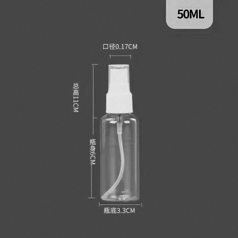 Fabricante 30ml50ml100ml botella de spray pequeña botella de spray botella de plástico transparente alcohol perfume mascota sub-botella