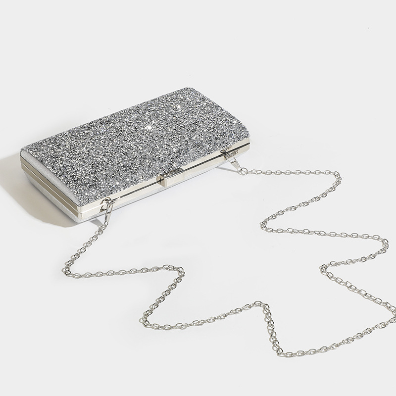 New Face Square Box Dinner with Inlaid Women's Hand Bridesmaid Full Banquet Sparkling Water Diamond Chain Bag_voghion.com