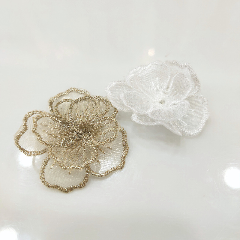 Organza Embroider Lace Stereo Small Flowers DIY Applique Clothing Patch Decorative Accessories Embroider Cloth Stickers Flowers