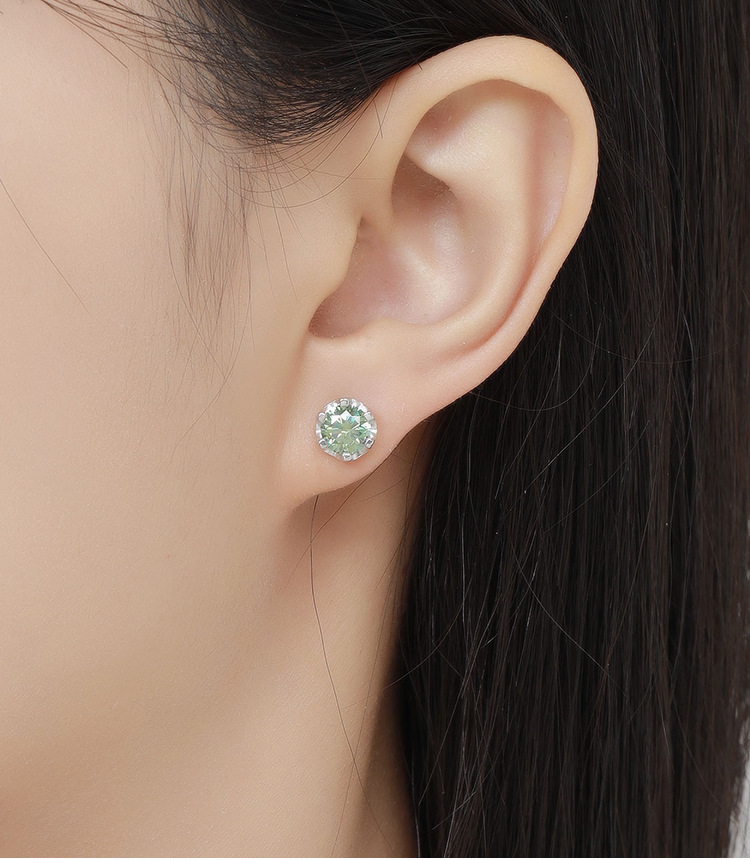 56g Weight 925 Sterling Silver Ear Needle Material Moissanite Inlay Material Ear Studs Classification 1 Pair Quantity Holiday, Daily Occasion 925 Sterling Silver Material Round Pattern Women's Gender GRA Certificate, Inlay Design Simple Style, Shiny Style 1 Pair 925 Sterling Silver Moissanite Round Ear Studs 9