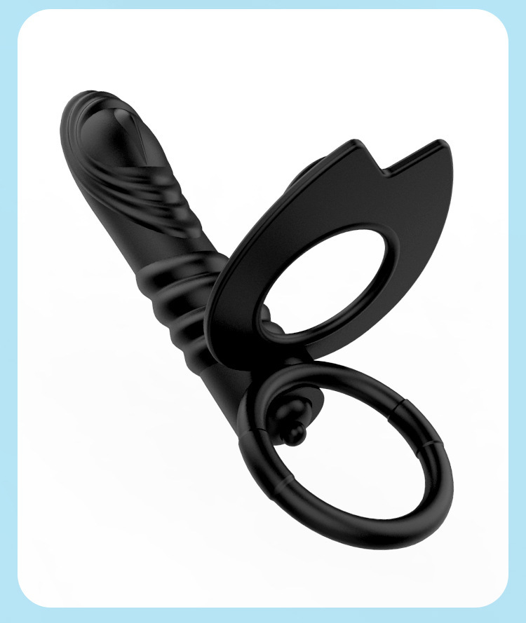 Dual Ring Prostate Massager with Vibrating Stimulation in Black-Red ABS — detail image 14