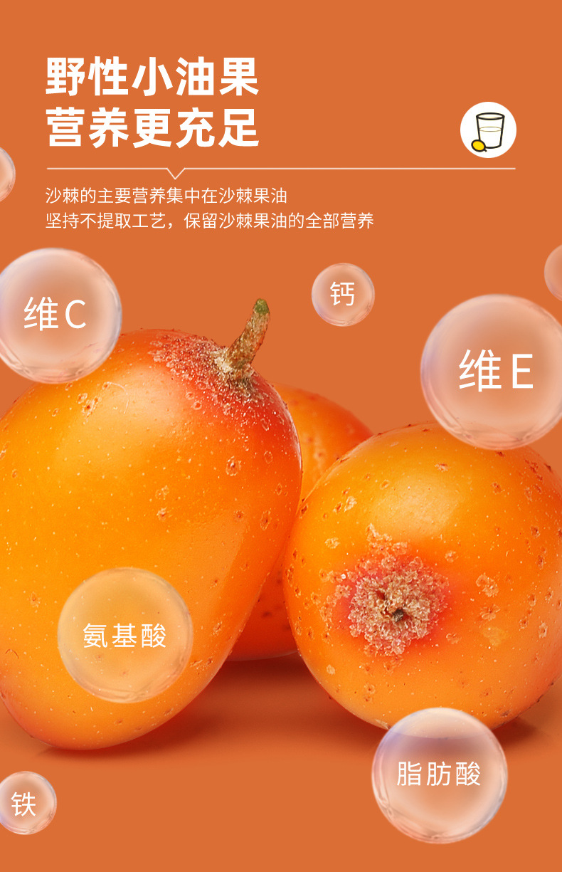 Sea Buckthorn Juice Puree Fresh Pressed Sour Berry Drink 30ml x 10 Sachets quality and texture
