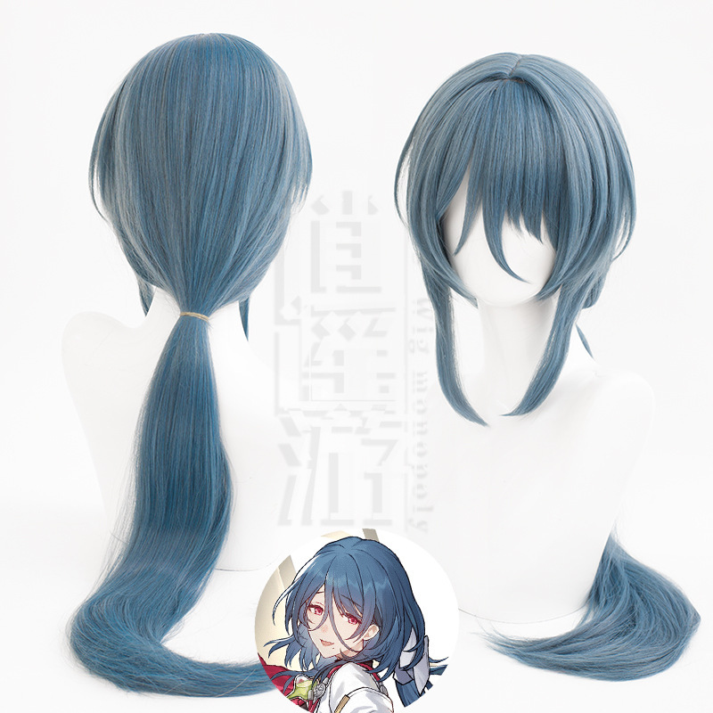 Runaway Collapse Star Dome Railway Natasha cos Wig Gray Blue Long Straight Hair cosplay