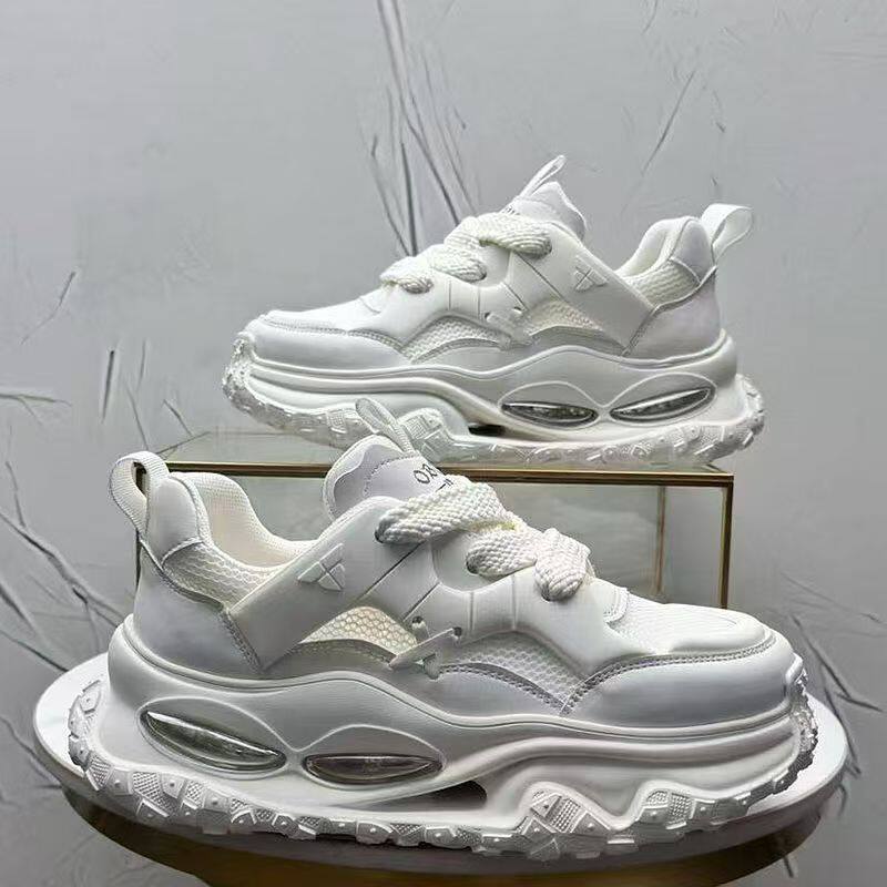 Giày thể thao nam lưới thoáng khí đế dày 3 cm kiểu sneaker năng động — YC512 màu trắng, YC512 màu đen