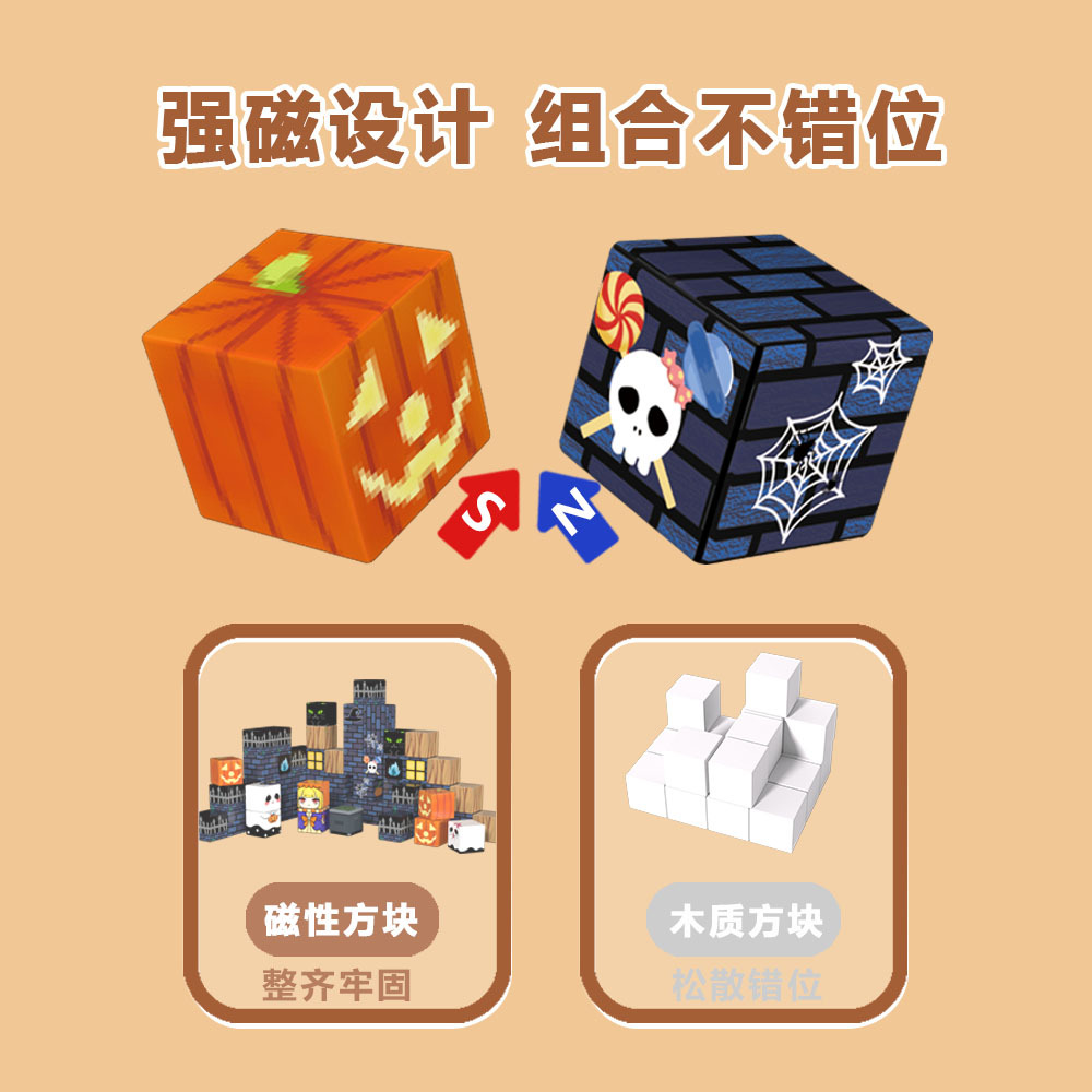 Cross-border My Magnetic World Cube Light Puzzle Imán fuerte Bloque de construcción 20MM Cubo magnético Conjunto de Halloween image 3