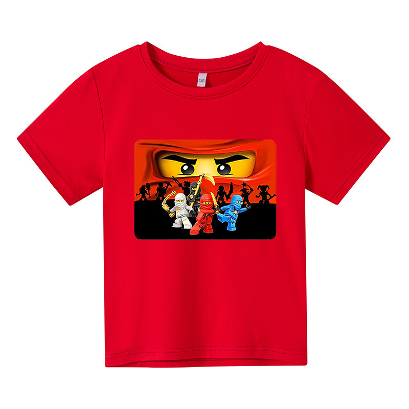 Digital Printed T-shirt Lego Big Movie Peripheral Short-sleeved Men's and Women's Cartoon Top Phantom Ninja Summer Cotton Clothes