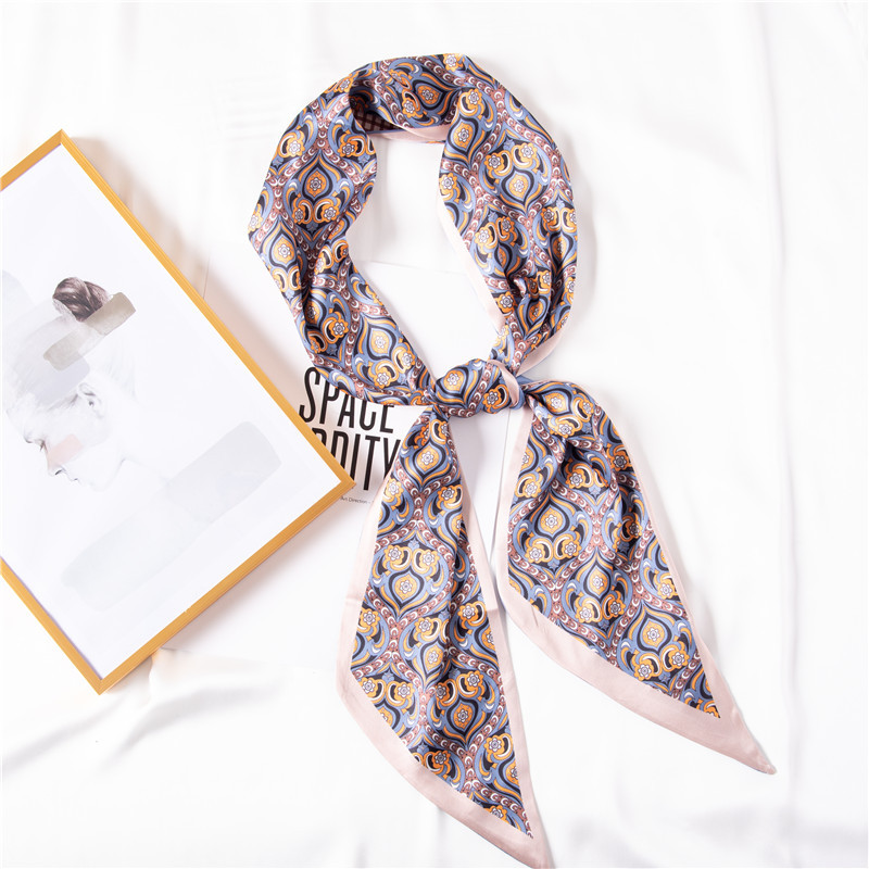 A woman with a long silk scarf 2022 summer new pattern Silk scarf wholesale printing Hair band Bandage Japan and South Korea Sweet Bag Silk scarf