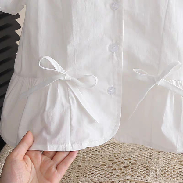 Girls summer short-sleeved cotton white shirt new children's summer…