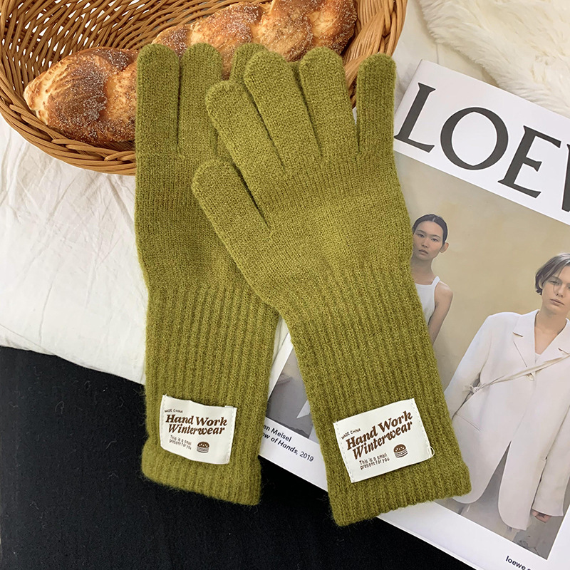 Guantes de ciclismo 2025, otoño y invierno nuevos guantes de punto de lana gruesa alargada guantes de dedo caliente al por mayor