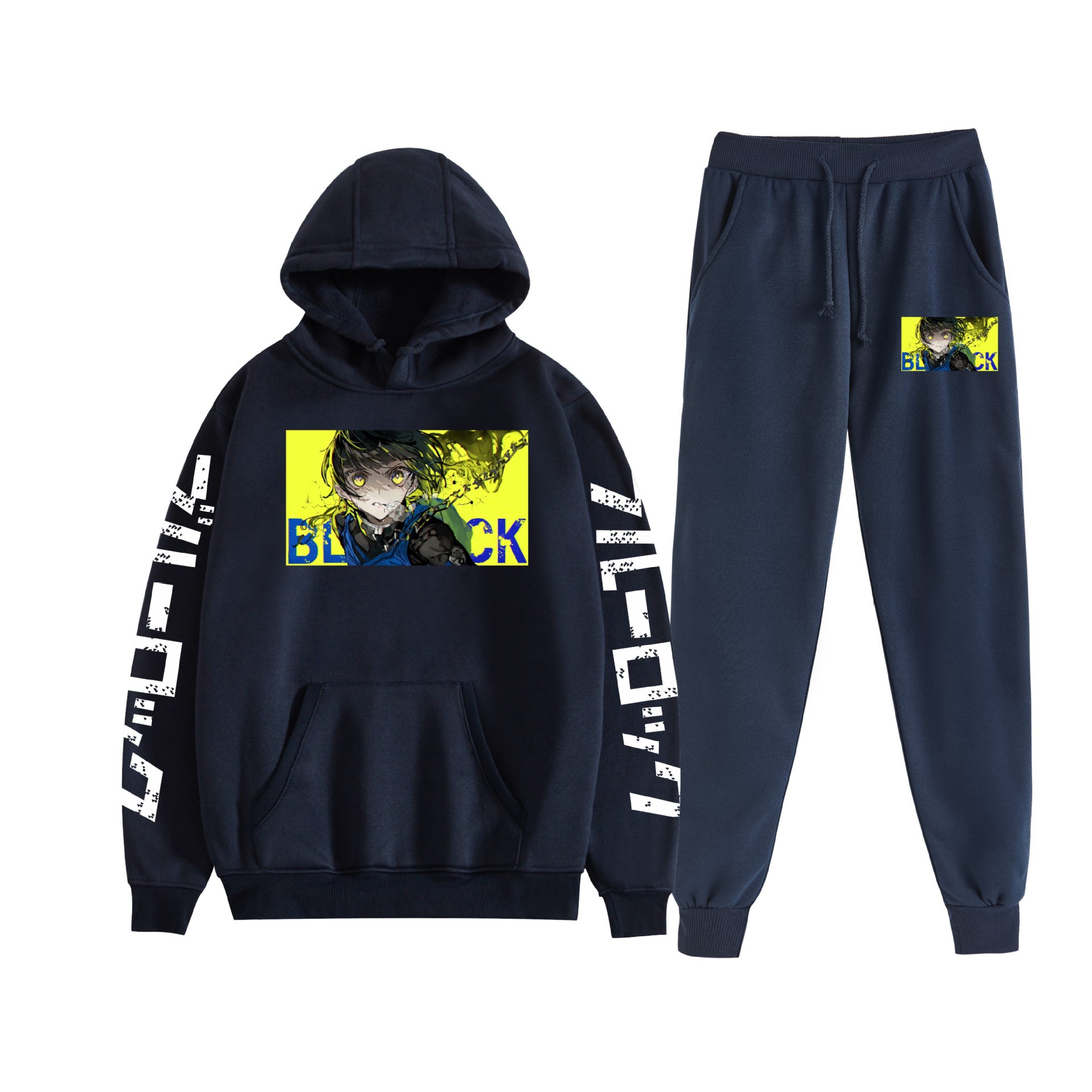 Cross-border BLUE LOCK prisión azul nuevo anime más terciopelo suelto traje de suéter con capucha para hombres y mujeres