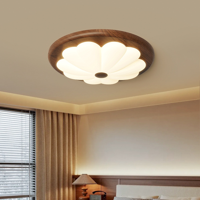 Lámpara de techo de crisantemo arrugado pequeño de estilo antiguo, lámpara de habitación de dormitorio, sala de estudio retro francesa, lámpara LED de alta gama de espectro completo
