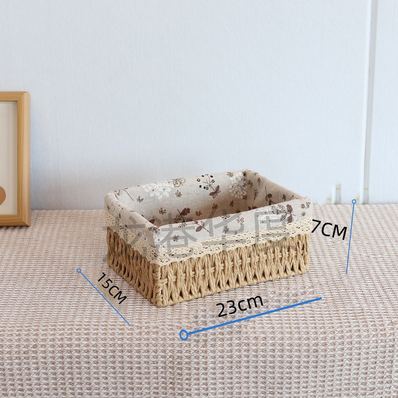 armario doméstico cajón caja de almacenamiento canasta de tela de caña snack juguetes caja de acabado de artículos canasta de tela image 7