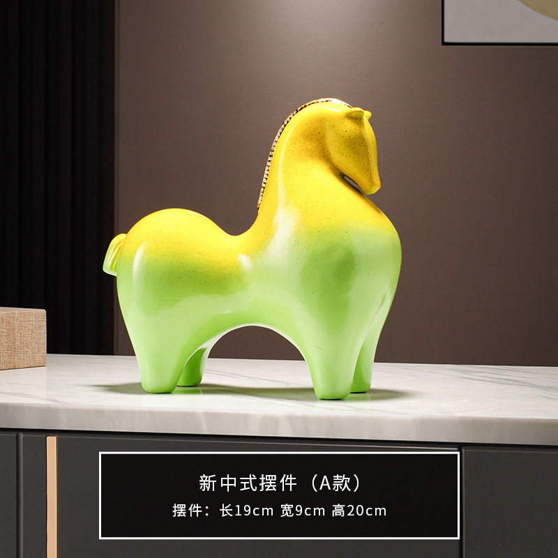 新しい中国風の富と馬の装飾品、リビングルーム、玄関、オフィス、ライトラグジュアリー、ハイエンドの装飾、新しい家の引っ越しギフト|undefined