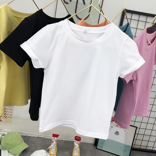 Children's Short Sleeve T-shirt  Boys Short Sleeve Cotton Girls Half Sleeve T-shirt Japanese Style Children's Clothing Baby Base Short Sleeve Top