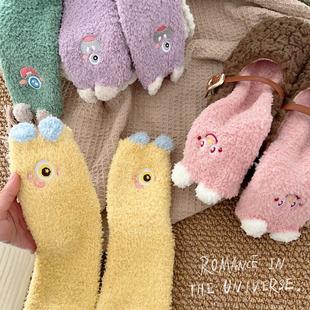 Cartoon velvet warm coral socks