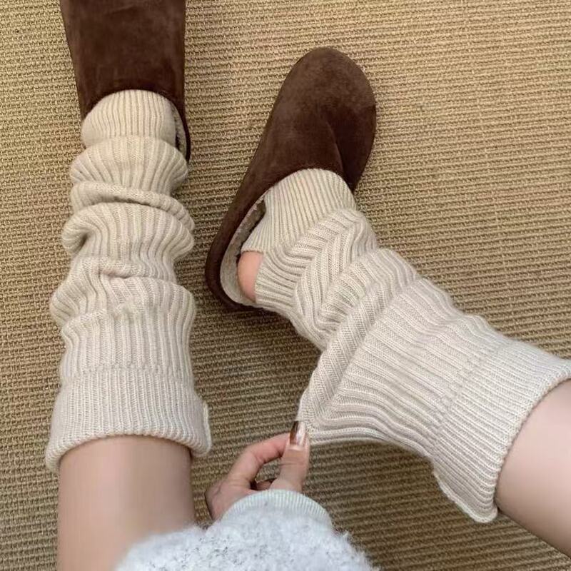 Thick Knitted Knee Pads Leg Warmers for Women in Autumn and Winter, Subculture Y2K Calf Socks, Gray Yoga Footed Socks Thick Knitted Knee Pads Leg Warmers for Women in Autumn and Winter, Subculture Y2K Calf Socks, Gray Yoga Footed Socks