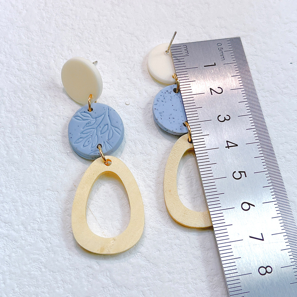 1 Pair Simple Style Round Water Droplets soft clay Patchwork Womenu0027S Chandelier Earrings