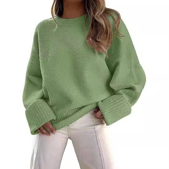 Cross-Border Knitwear 2025 Autumn and Winter European and American Versatile Street Style Round Neck Pullover Sweater Loose Fit Women's European Certified Cross-Border Knitwear 2025 Autumn and Winter European and American Versatile Street Style Round Neck Pullover Sweater Loose Fit Women's European Certified